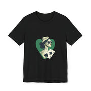 Lucky Clover - Women's Poker Queen of Clubs Graphic T-Shirt | PokerCircle Design Studio