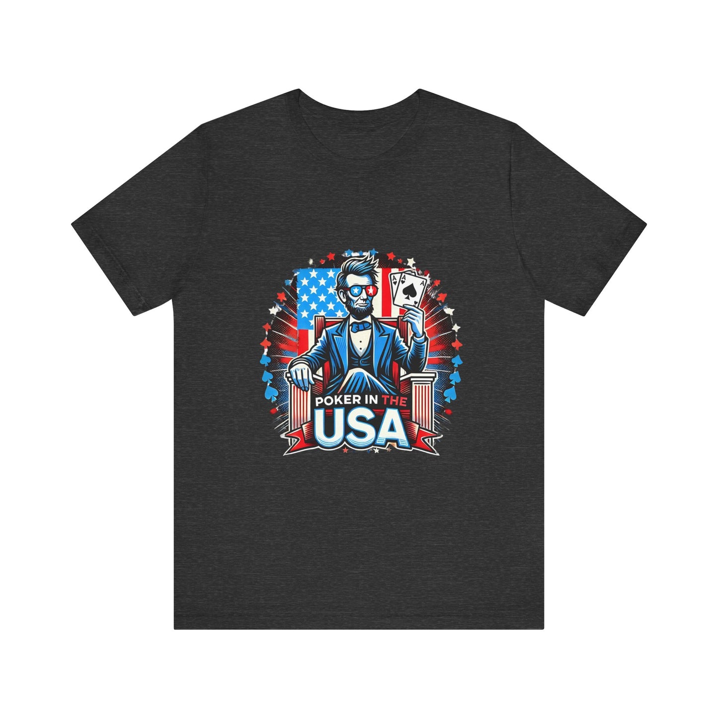 Abraham Lincoln Independence Day Poker Player T-Shirt - Funny Tee for Poker Lovers, Patriotic Gift, Unique Casino Apparel - PokerCircle Design Studio