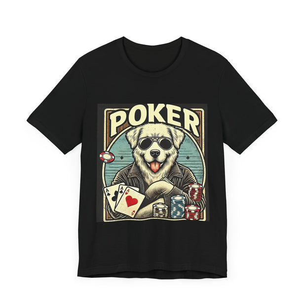 Adorable Poker Player T-Shirt – 'Cute Poker Dog' Tee for Animal and Card Game Fans