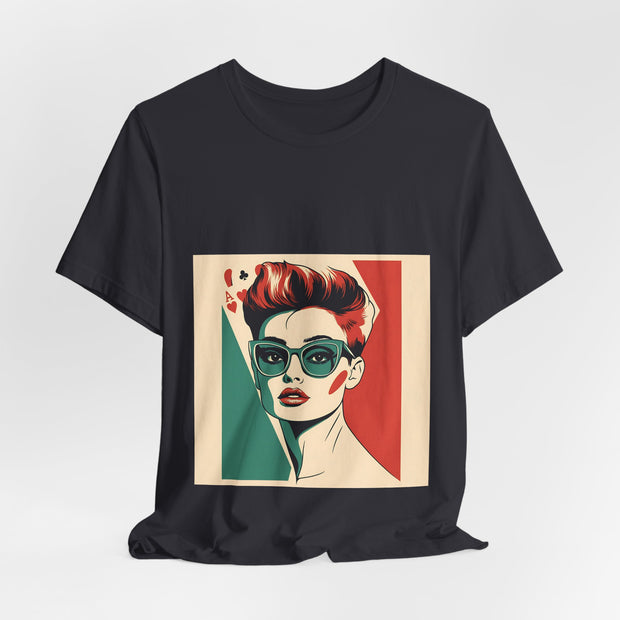 Poker Royalty - Women's Retro Poker Queen Graphic T-Shirt | PokerCircle Design Studio