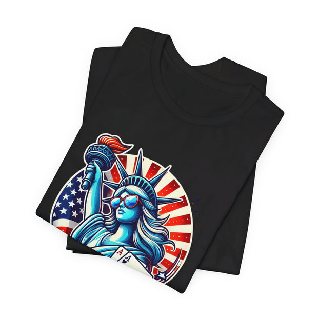 Liberty Since 1776 Poker T-Shirt - Funny Tee for Poker Lovers, Patriotic Gift, Unique Casino Apparel - PokerCircle Design Studio