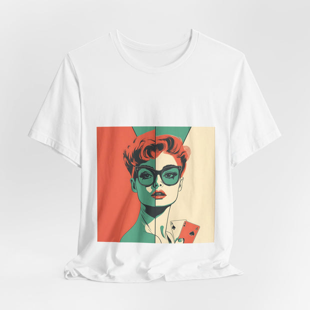 Retro Queen - Women's Vintage Poker Art Graphic T-Shirt | PokerCircle Design Studio