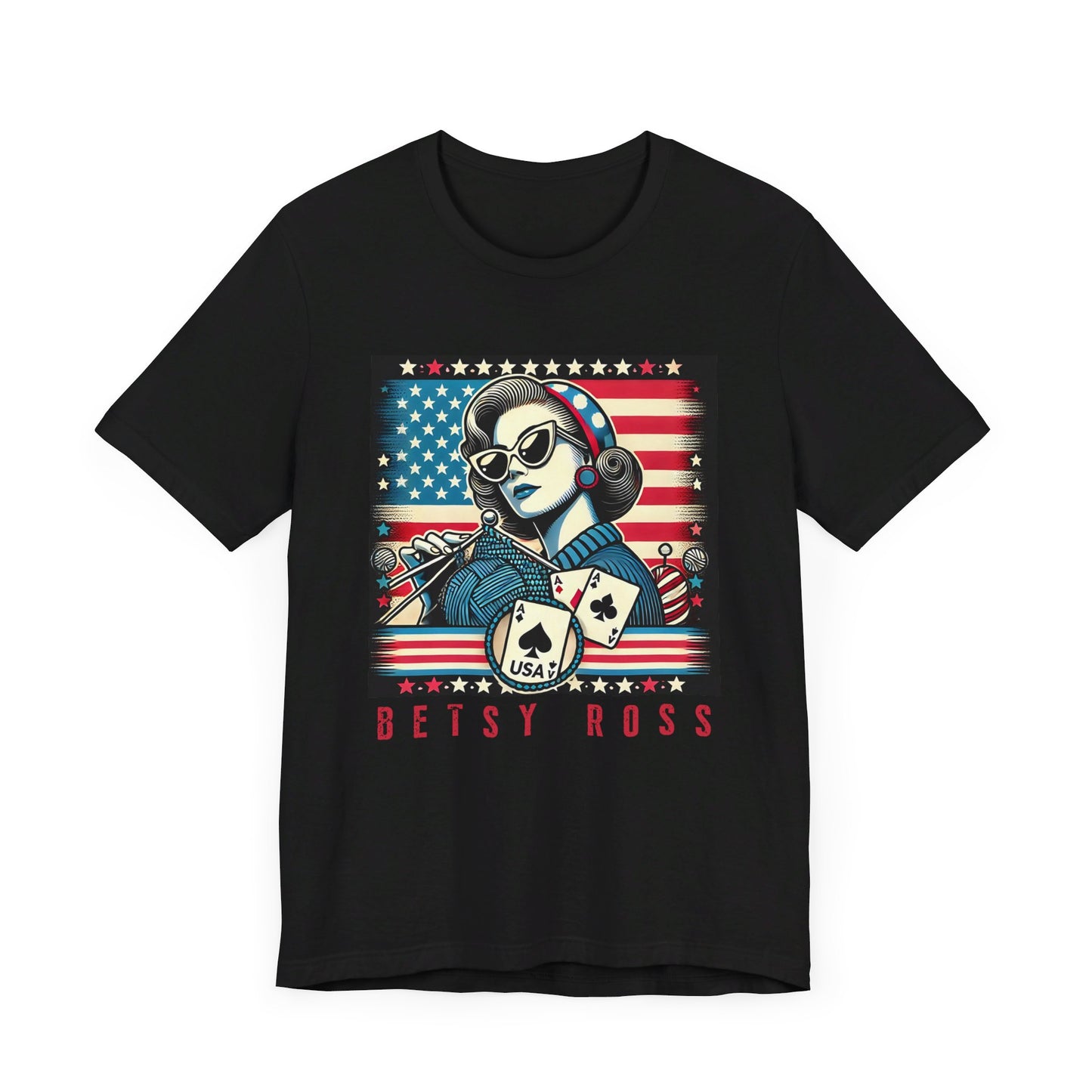 Betsy Ross Poker USA Independence Day Poker Tee - Funny T-Shirt for Poker Lovers, Patriotic Gift, Unique Casino Apparel - PokerCircle Design Studio