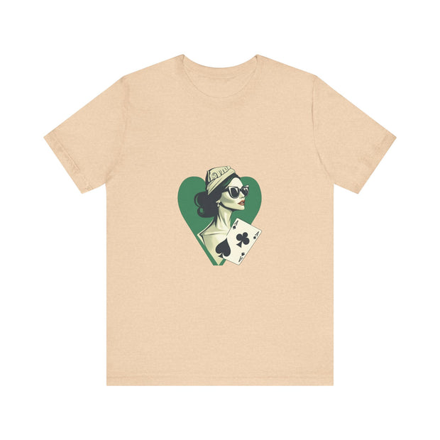 Lucky Clover - Women's Poker Queen of Clubs Graphic T-Shirt | PokerCircle Design Studio