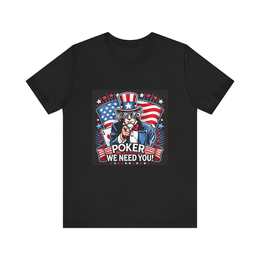 Uncle Sam Poker USA Independence Day Poker Tee - Funny T-Shirt for Poker Lovers, Patriotic Gift, Unique Casino Apparel - PokerCircle Design Studio