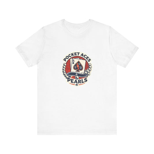 Pocket Aces & Pearls Retro Pop Art Poker T-Shirt - Funny Tee for Poker Lovers, Ideal Gift, Unique Design - PokerCircle Design Studio