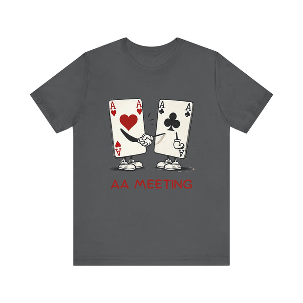 Poker Humor T-Shirt – 'AA Meeting' Pocket Aces Tee for Card Players