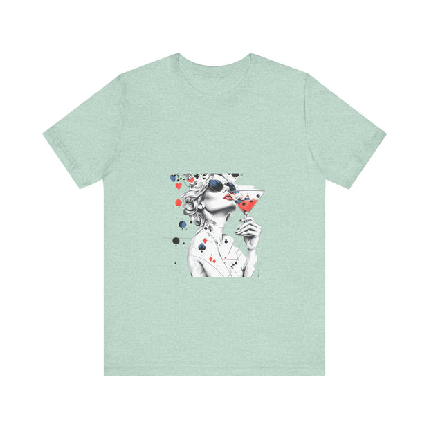 Martini & Cards - Women's Sophisticated Poker Graphic T-Shirt | PokerCircle Design Studio