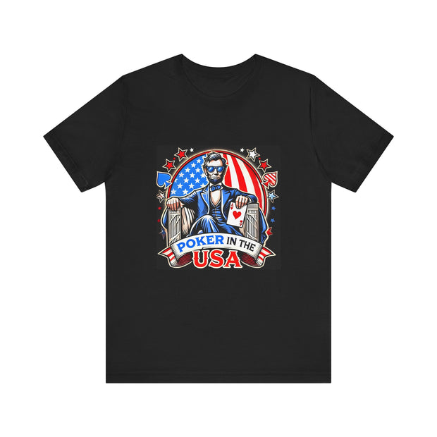 Poker in the USA T-Shirt - Funny Tee for Poker Lovers, Patriotic Gift, Unique Casino Apparel - PokerCircle Design Studio