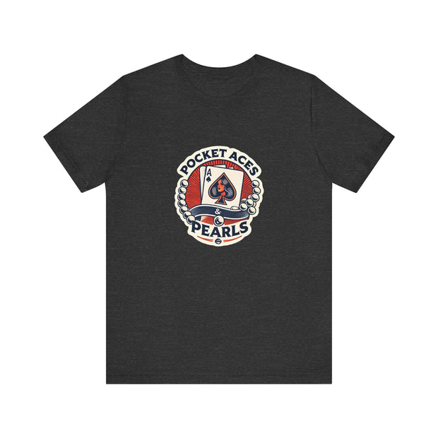 Pocket Aces & Pearls Retro Pop Art Poker T-Shirt - Funny Tee for Poker Lovers, Ideal Gift, Unique Design - PokerCircle Design Studio