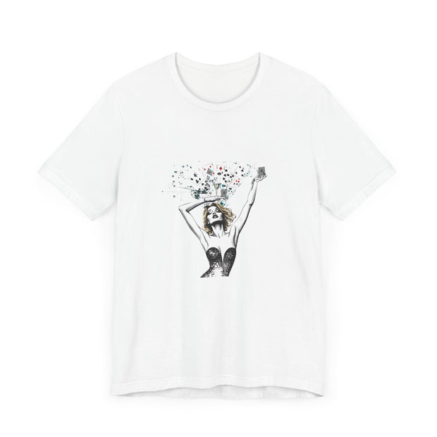 Queen of Hearts - Women's Playful Poker Art Graphic T-Shirt | PokerCircle Design Studio