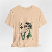 Ace of Spades - Women's Elegant Poker Queen Graphic T-Shirt | PokerCircle Design Studio