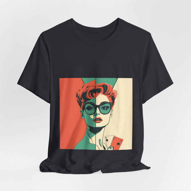 Retro Queen - Women's Vintage Poker Art Graphic T-Shirt | PokerCircle Design Studio