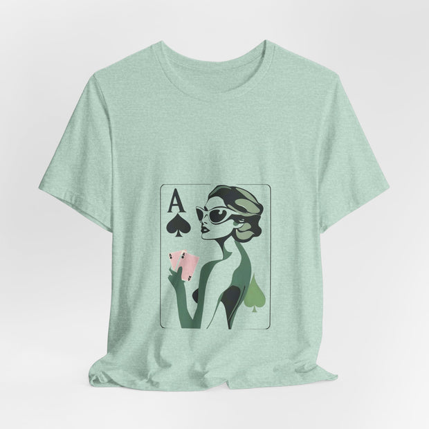 Ace of Spades - Women's Elegant Poker Queen Graphic T-Shirt | PokerCircle Design Studio