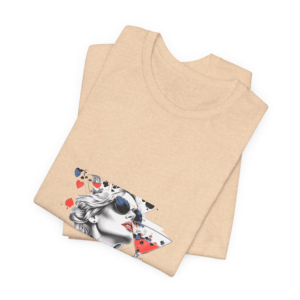 Martini & Cards - Women's Sophisticated Poker Graphic T-Shirt | PokerCircle Design Studio