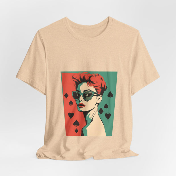 Queen of Suits - Women's Vintage Poker Art Graphic T-Shirt | PokerCircle Design Studio