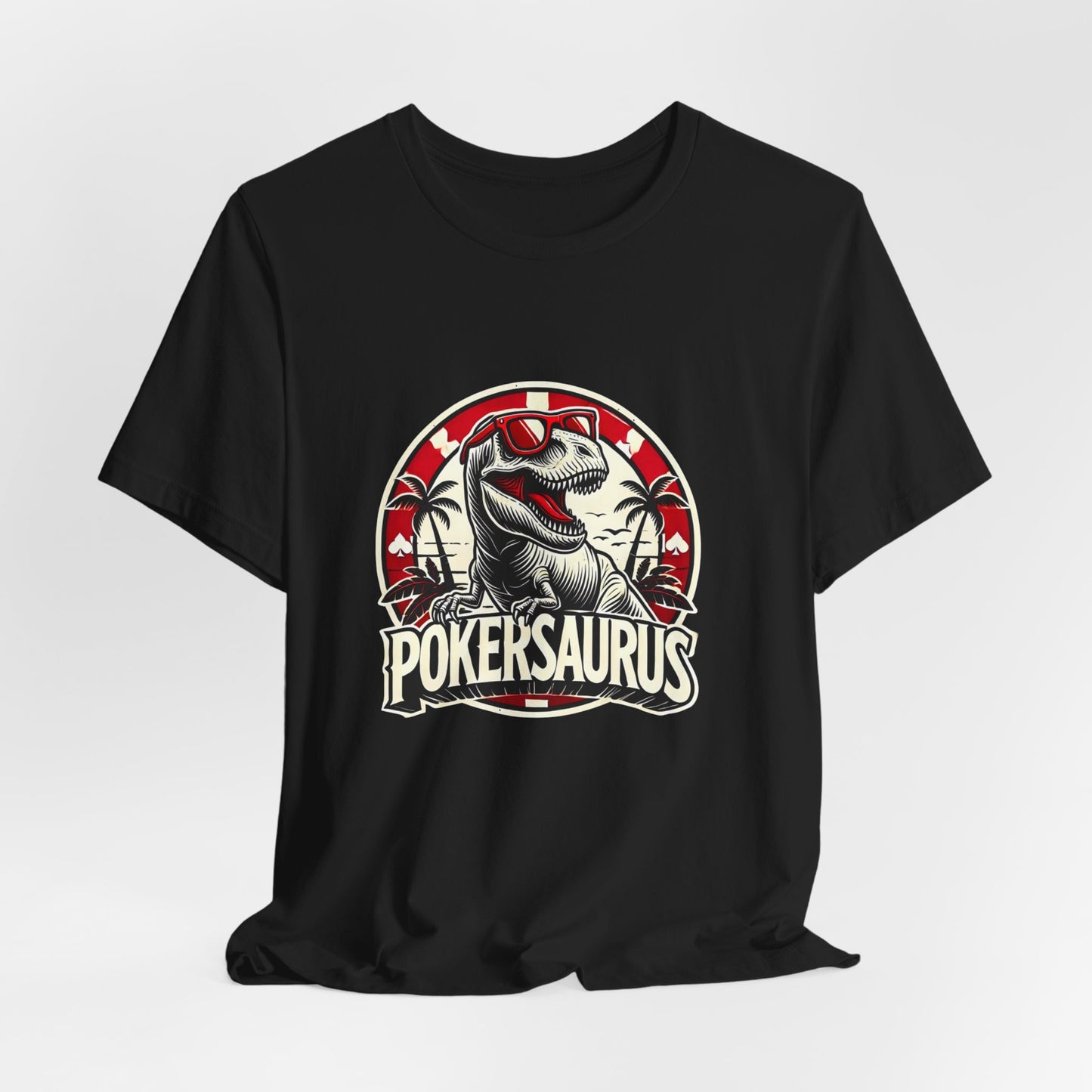 Dinosaur Poker T-Shirt – 'Pokersaurus' Tee for Game Night Enthusiasts