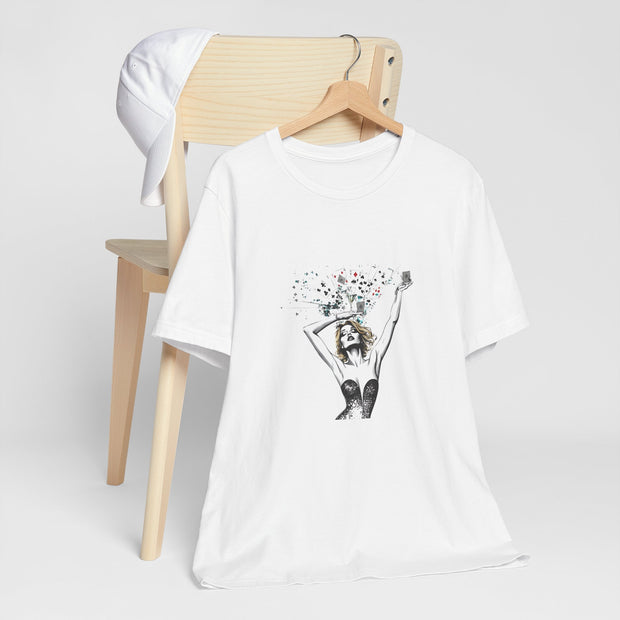 Queen of Hearts - Women's Playful Poker Art Graphic T-Shirt | PokerCircle Design Studio