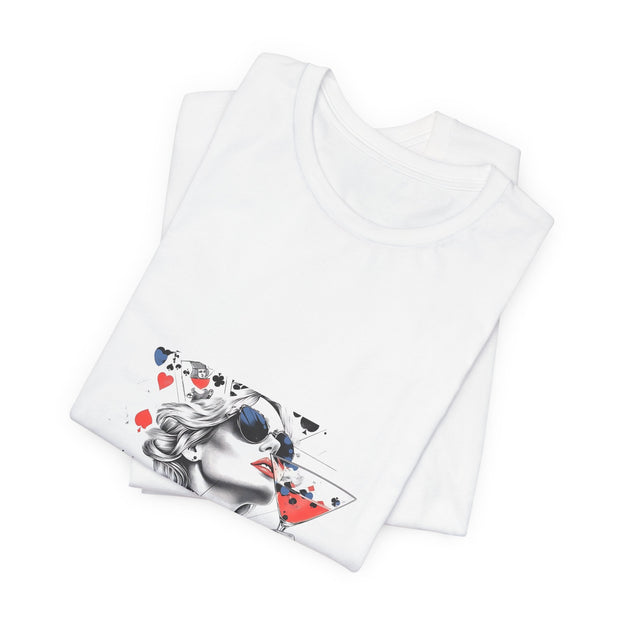 Martini & Cards - Women's Sophisticated Poker Graphic T-Shirt | PokerCircle Design Studio