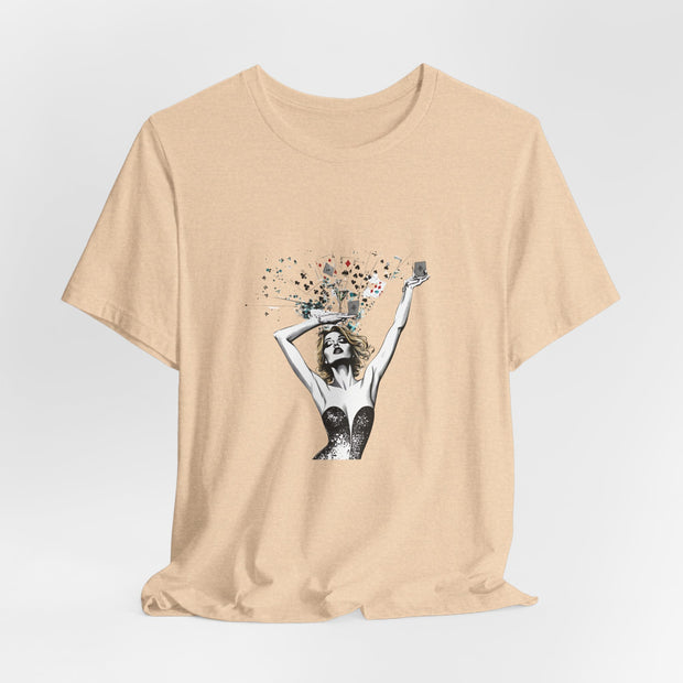 Queen of Hearts - Women's Playful Poker Art Graphic T-Shirt | PokerCircle Design Studio