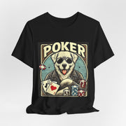 Adorable Poker Player T-Shirt – 'Cute Poker Dog' Tee for Animal and Card Game Fans