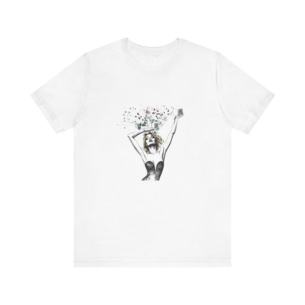 Queen of Hearts - Women's Playful Poker Art Graphic T-Shirt | PokerCircle Design Studio