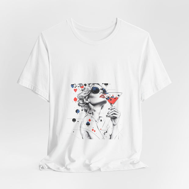 Martini & Cards - Women's Sophisticated Poker Graphic T-Shirt | PokerCircle Design Studio