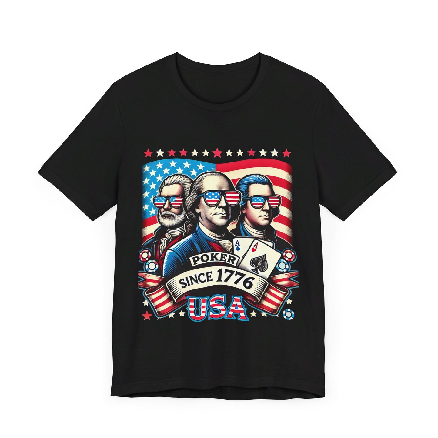 Founding Fathers Poker Since 1776 T-Shirt - Funny Tee for Poker Lovers, Patriotic Gift, Unique Historical Poker Apparel - PokerCircle Design Studio