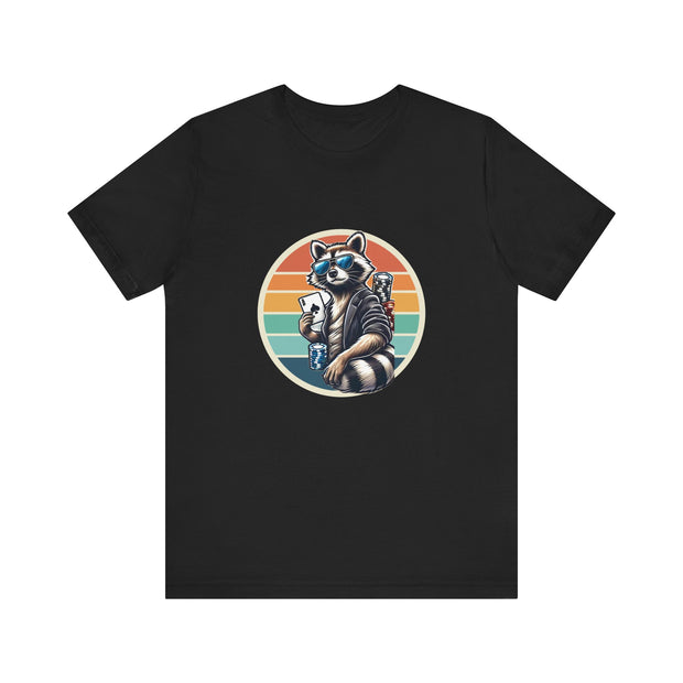 Quirky Poker T-Shirt – 'Cool Poker Raccoon' Tee for Clever and Cunning Players