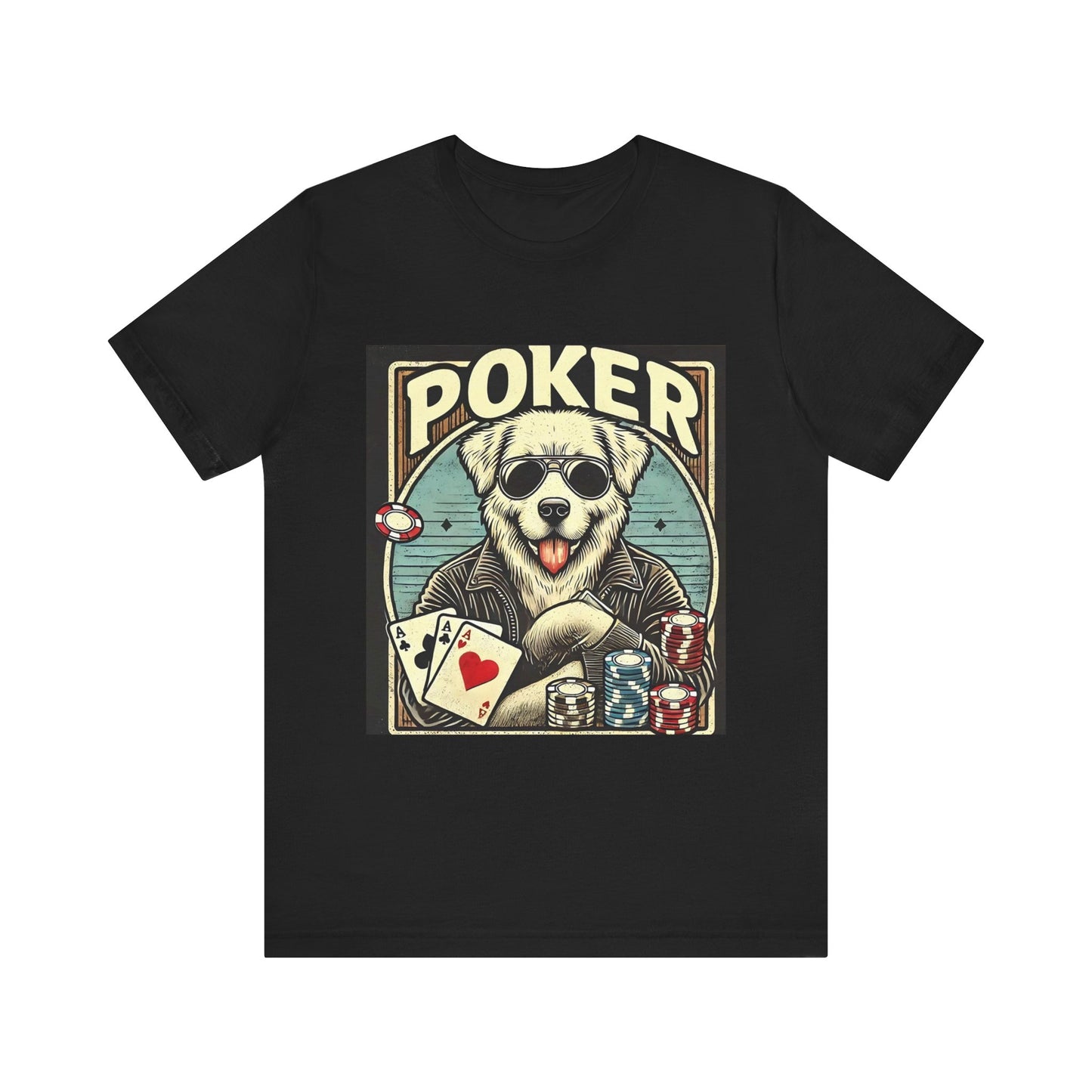 Adorable Poker Player T-Shirt – 'Cute Poker Dog' Tee for Animal and Card Game Fans