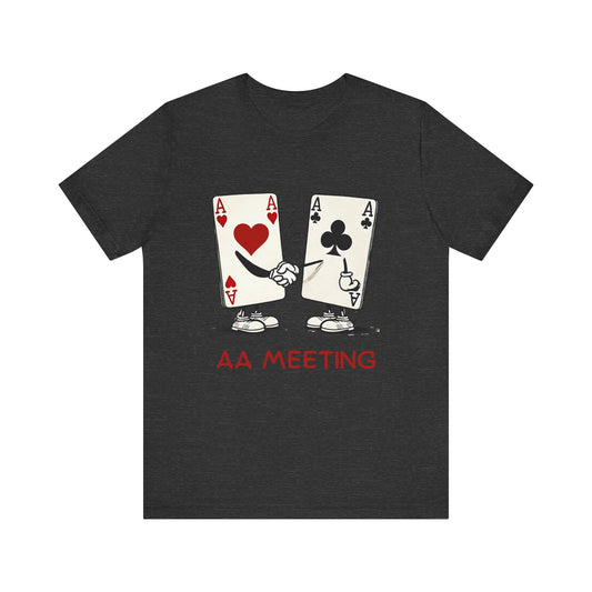 Poker Humor T-Shirt – 'AA Meeting' Pocket Aces Tee for Card Players