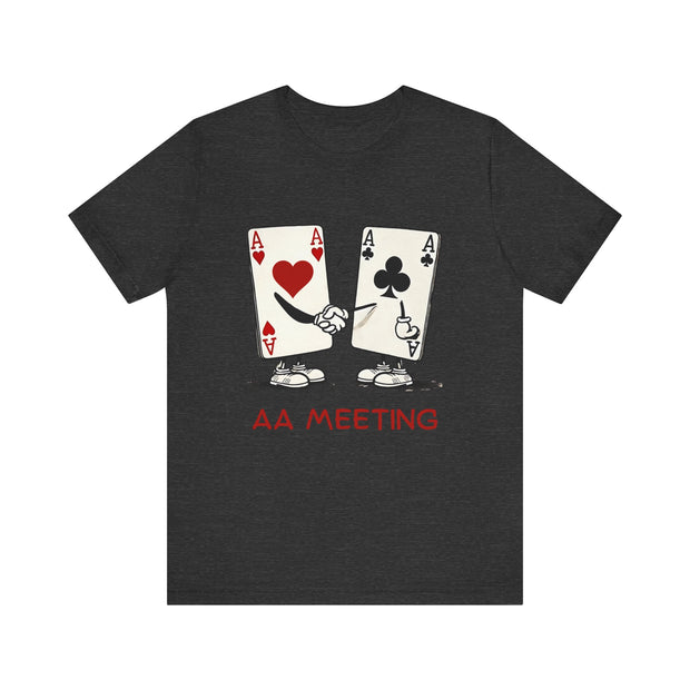 Poker Humor T-Shirt – 'AA Meeting' Pocket Aces Tee for Card Players