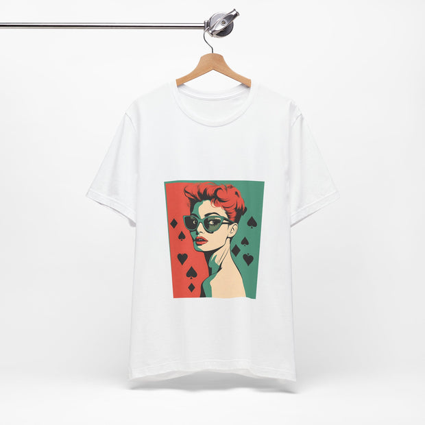 Queen of Suits - Women's Vintage Poker Art Graphic T-Shirt | PokerCircle Design Studio