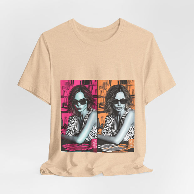 Double Vision - Women's Pop Art Poker Graphic T-Shirt | PokerCircle Design Studio