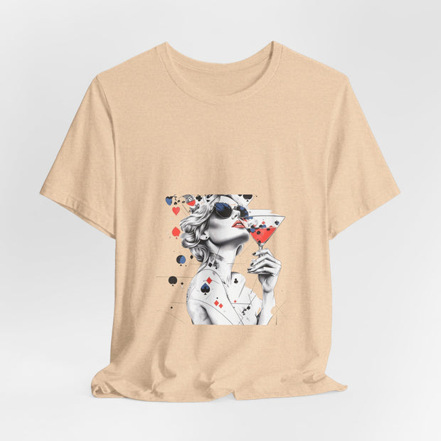 Martini & Cards - Women's Sophisticated Poker Graphic T-Shirt | PokerCircle Design Studio