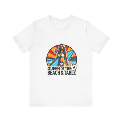 Queen of the Beach & Table Poker T-Shirt Funny Tee for Poker Lovers Perfect Gift for Gamblers - PokerCircle Design Studio