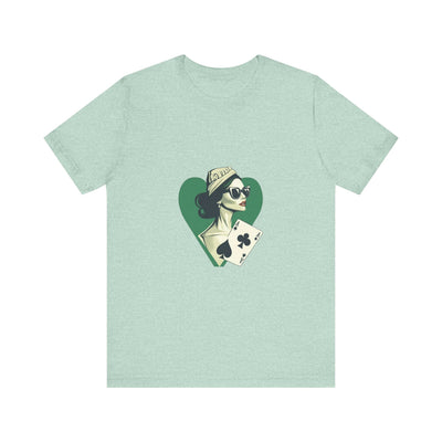 Lucky Clover - Women's Poker Queen of Clubs Graphic T-Shirt | PokerCircle Design Studio