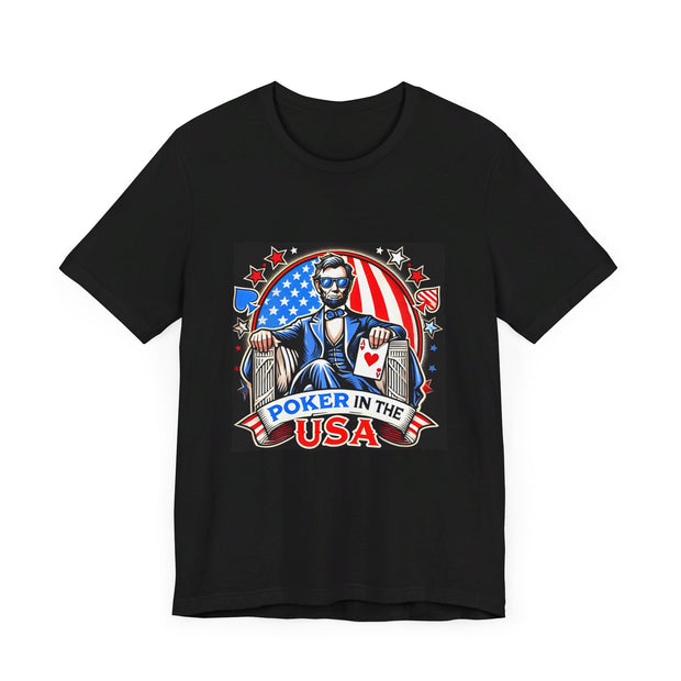 Poker in the USA T-Shirt - Funny Tee for Poker Lovers, Patriotic Gift, Unique Casino Apparel - PokerCircle Design Studio