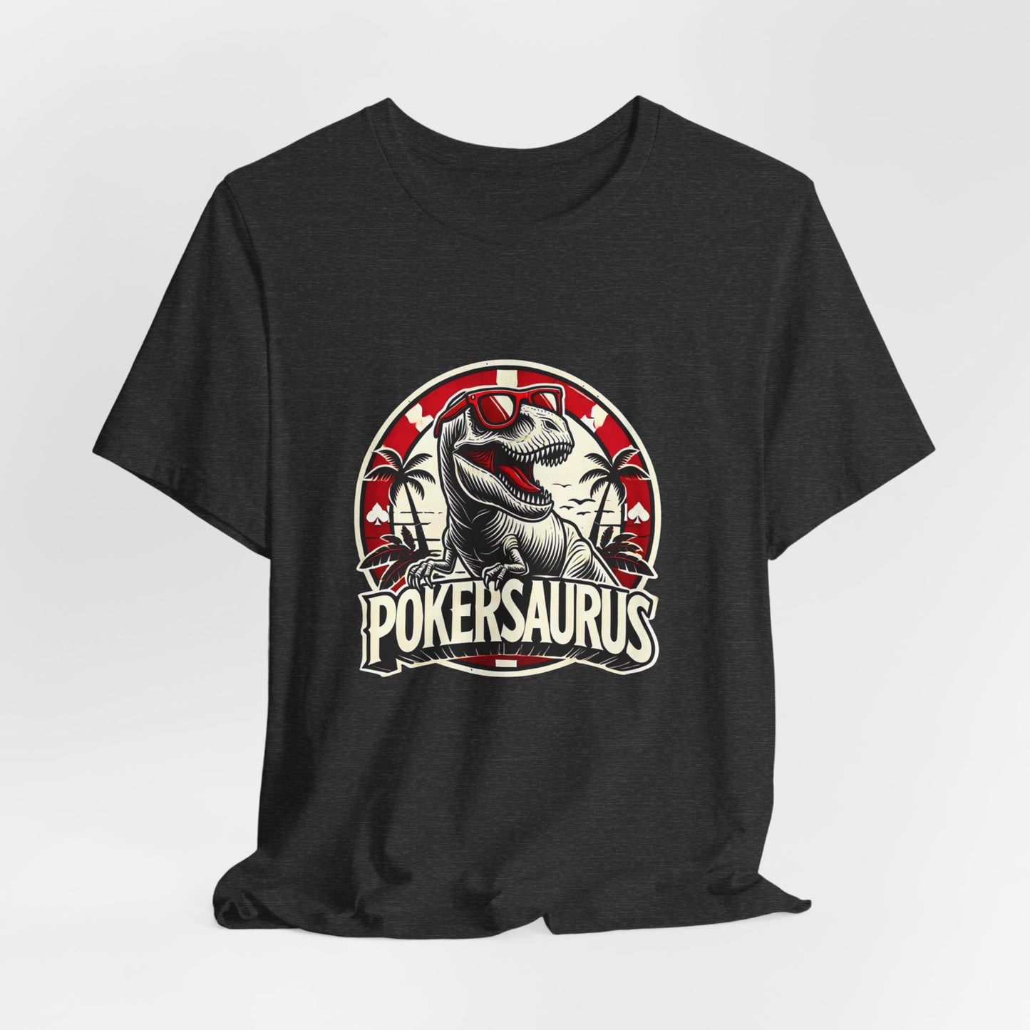 Dinosaur Poker T-Shirt – 'Pokersaurus' Tee for Game Night Enthusiasts