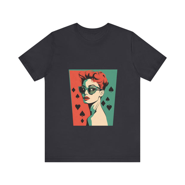 Queen of Suits - Women's Vintage Poker Art Graphic T-Shirt | PokerCircle Design Studio