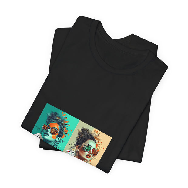 Dual Deal - Women's Playful Poker Double Graphic T-Shirt | PokerCircle Design Studio