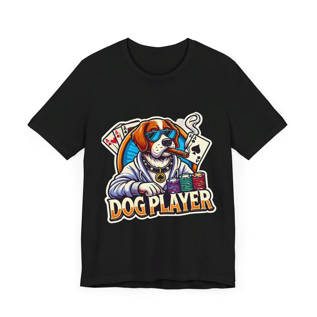 Funny Dog Player Poker T-Shirt - Perfect for Dog Lovers and Poker Enthusiasts, Comfy Cotton Tee