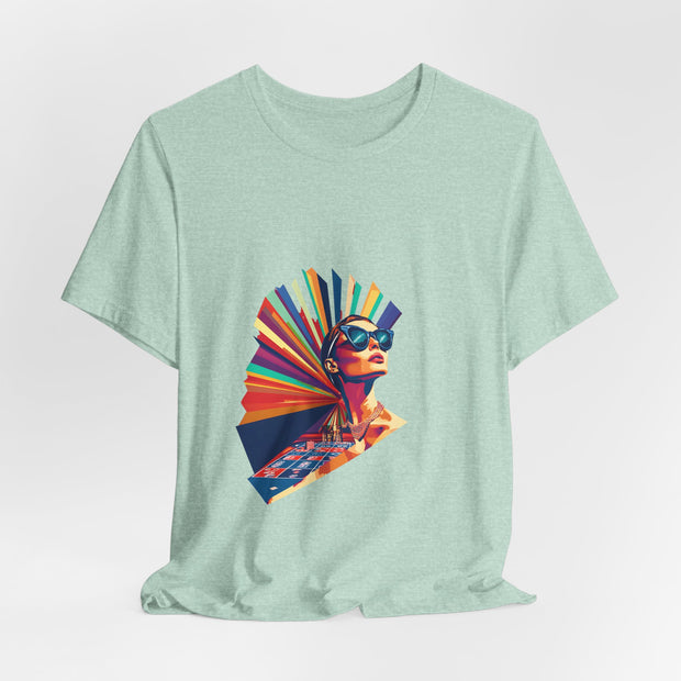 Rainbow Royale - Women's Vibrant Poker Art Graphic T-Shirt | PokerCircle Design Studio