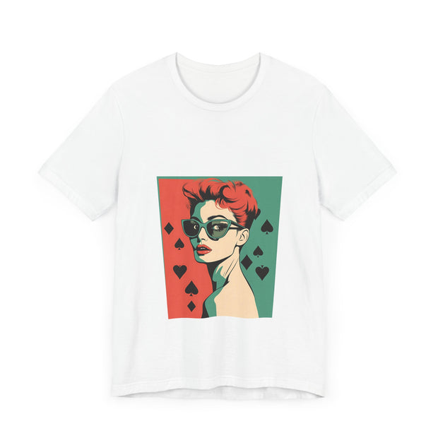 Queen of Suits - Women's Vintage Poker Art Graphic T-Shirt | PokerCircle Design Studio