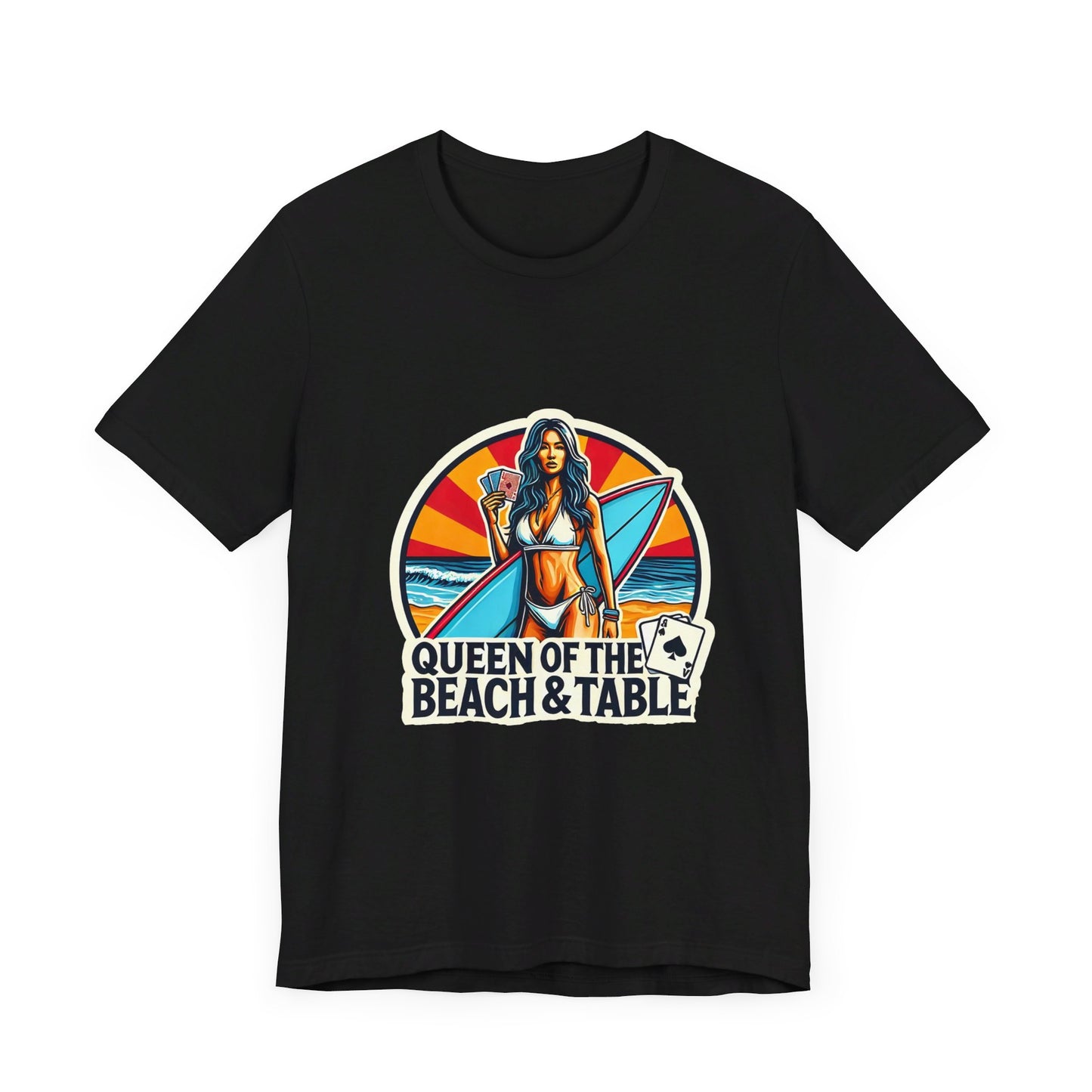 Queen of the Beach & Table Poker T-Shirt Funny Tee for Poker Lovers Perfect Gift for Gamblers - PokerCircle Design Studio