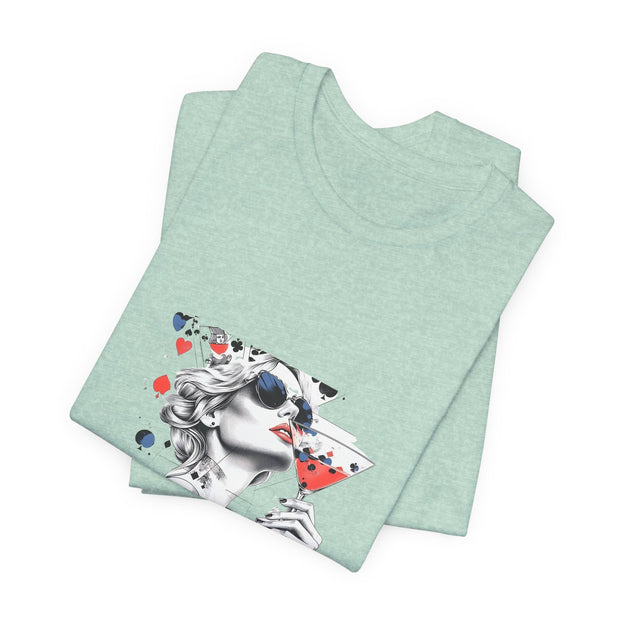 Ace of Elegance - Women's Poker Queen Art Graphic T-Shirt | PokerCircle Design Studio