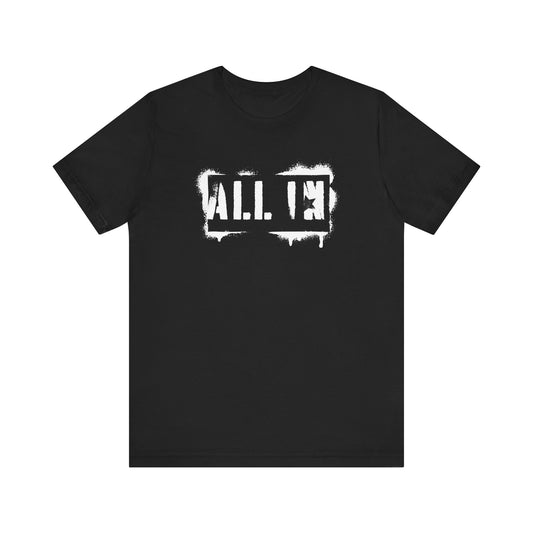 Edgy Poker T-Shirt – 'All In' Grunge Style Tee for Bold Poker Players