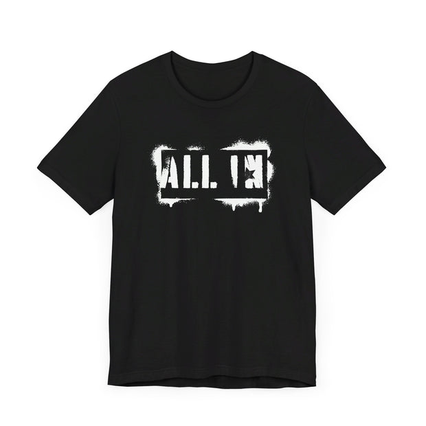 Edgy Poker T-Shirt – 'All In' Grunge Style Tee for Bold Poker Players