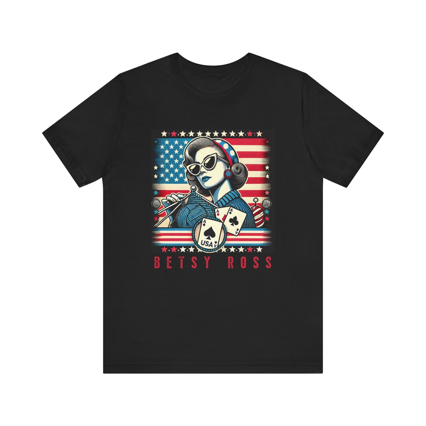 Betsy Ross Poker USA Independence Day Poker Tee - Funny T-Shirt for Poker Lovers, Patriotic Gift, Unique Casino Apparel - PokerCircle Design Studio