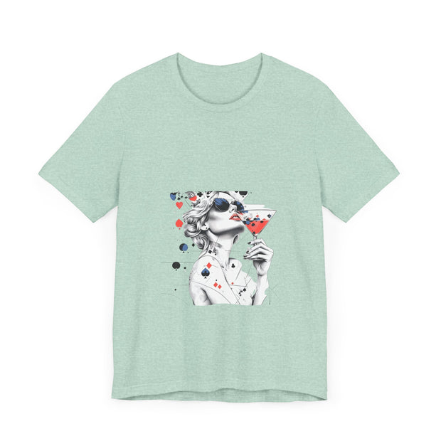 Martini & Cards - Women's Sophisticated Poker Graphic T-Shirt | PokerCircle Design Studio